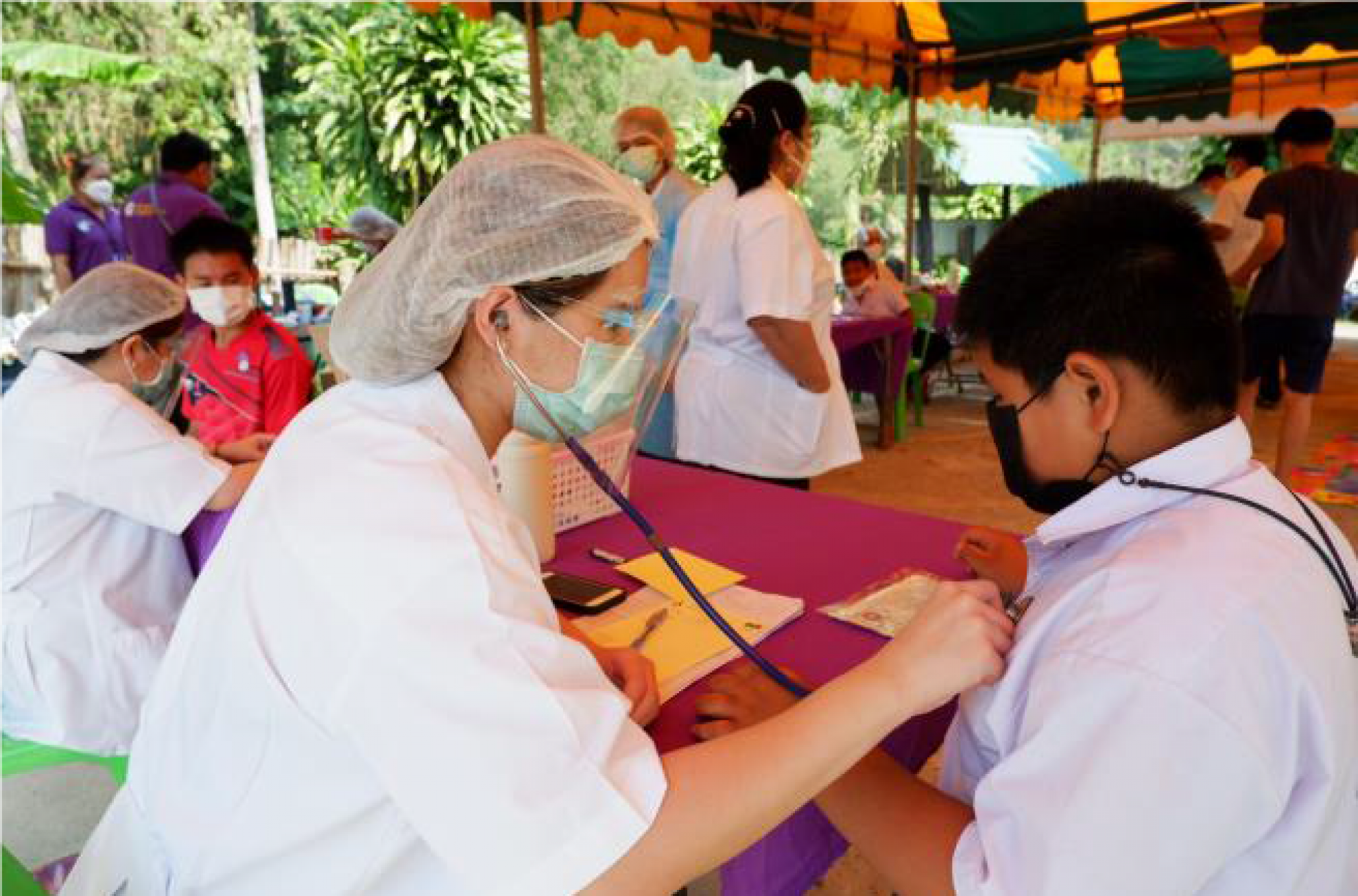 Doctors provided the physical examination for students and local people.